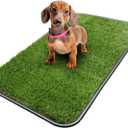 Ottomanson Artificial Grass Puppy Potty Training Pad with Tray, 15" x 30" Reusable Pee Pad for Small Pets and Dogs