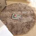 ORINOVA Beige 3ft Round Fluffy Shaggy Rug Washable Soft Area Rug for Living Room Bedroom Cute Room Decor Circle Nursery Rug Faux Fur Carpet