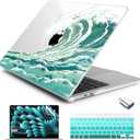 Batianda for New MacBook Air 13.6 inch Case with M4 M3 M2 Chip 2025 2024 2022 Release Model A3240/A2681/A3113 Designed Protective Plastic Hardshell & Keyboard Cover & Screen Protector, Waves
