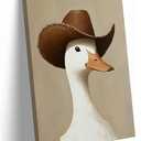 Vintage Cowboy Silly Goose Canvas Wall Art Funny Animal Cowboy Duck Picture Wall Decor Eclectic Western Art Farmhouse Geese Painting Poster Print Artwork for Bedroom Bathroom (Framed, 24x36in)