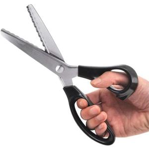 Fabric Pinking Shears Craft ScissorsSerrated Scalloped stainless Steel Handled Professional Sewing black Scissors, Scissors for Leather, Tailoring, Paper Crafts Hand shears etc. (Scalloped10mm)