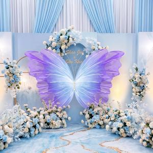 SmoothNovelty 47 Inch Giant Butterfly Party Decoration Large Mariposas Grandes para Decor Big 3D Silk Butterfly Backdrop for Birthday Party Wedding Photo Booth(Blue Purple, Gradient Style)