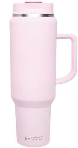 EALGRO 50 oz Tumbler with Handle, Insulated Tumblers with Lid and Straw, Large Metal Sports Water Bottle Jug, Thermal Stainless Steel Travel Coffee Mug Cup, Blush