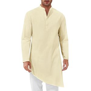 Runcati Mens Kaftan Robe Thobe Cotton Long Sleeve Henley Shirt Casual Muslim Gown Kurta Tops Beige L Runcati Mens Kaftan Robe Thobe Cotton Long Sleeve Henley Shirt Casual Muslim Gown Kurta Tops Beige L