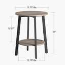 sthmec Side Table, Small Round End Table with Storage Shelf for Small Space, 2-Tier Bedside Table Sofa Couch Table, Round Accent Table Nighstands for Living Room, Bedroom, Grey