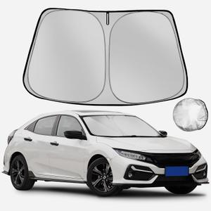 Windshield Sun Shade for 2016-2021 Civic Foldable Sun Sunshade for Car Front Window Blocks UV Rays and Heat Automotive Interior Protector Custom Fit Accessories