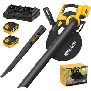 ZEGJAW 40V Cordless Leaf Blower & Vacuum, 3-in-1 Leaf Vacuum Mulcher with Bag, 360CFM 5-Speeds Brushless Battery Operated Leaf Blower for Lawn Care with 2 x 4.0Ah Battery & Charger Included