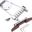 6 String Guitar Trapeze Tailpiece Bridge and Roller Tune-O-Matic Saddle Bridge for Jazz Archtop Guitar Replacement (Chrome
