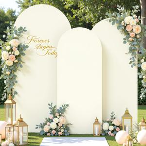 Ivory Arch Covers 3 Set - 6FT, 6.6FT, 7.2FT Ivory Arch Backdrop Cover Spandex Wedding Arch Stand Covers for Bridal Shower Wedding Baby Shower Birthday Party Banquet Photo Background Decorations