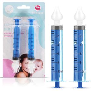 5 x Bluet B - Baby Nasal Syringe (2-Pack) - Safe Silicone Nasal Aspirator for Newborn - Infant Mucus Removal - 10ml Nose Cleaner Syringe for Baby - Toddler Congestion Relief - Reusable Tips - Blue