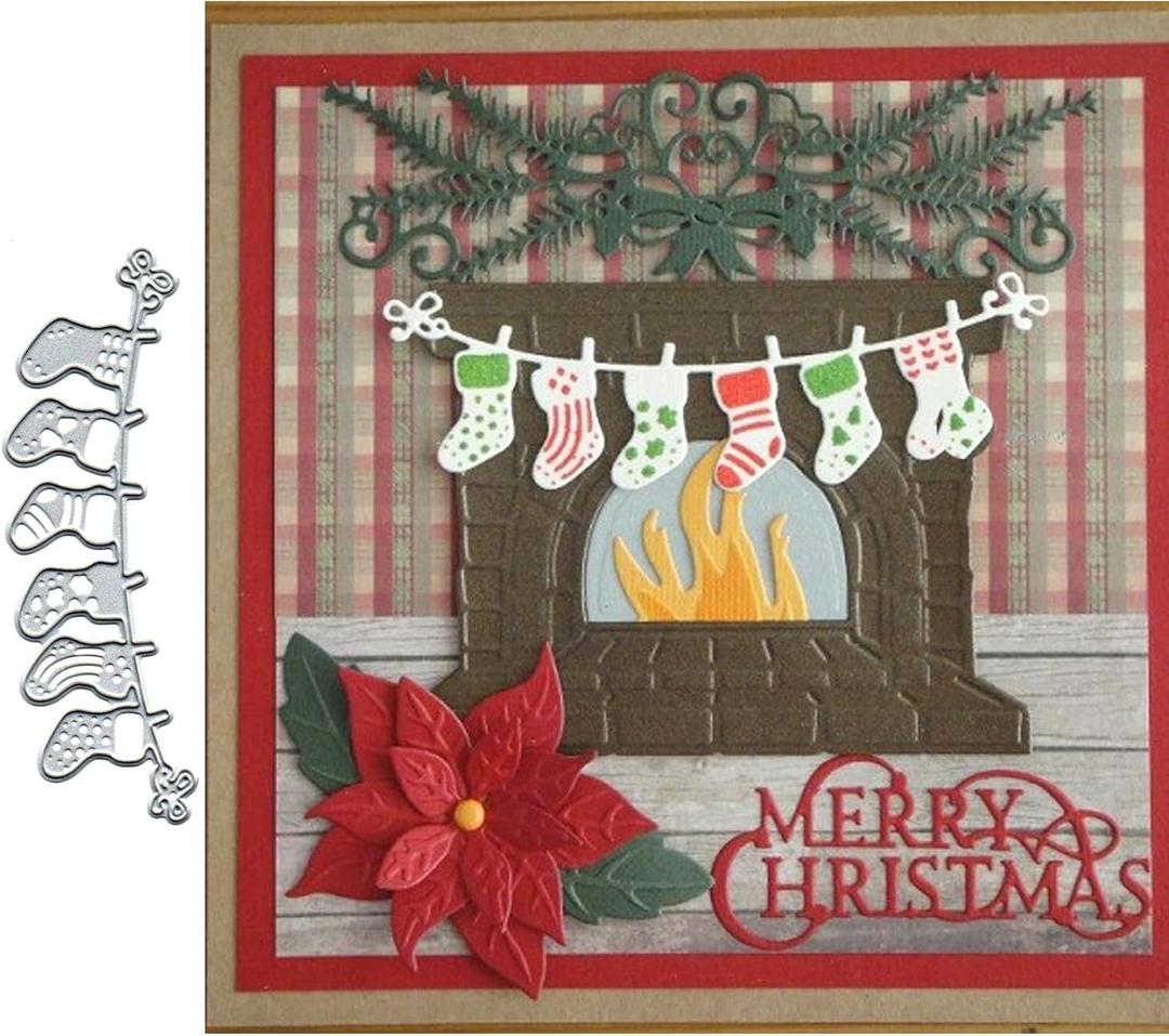 5 x Christmas Socks Metal Die Cuts,Merry Christmas Boots Hat Card Cutting Dies Cut Stencils DIY Scrapbooking Album Decorative Embossing Paper Dies Festival Card Making