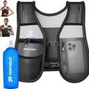 PORTHOLIC Running Vest for Women Men with 17oz Water Bottle |Adjustable Hydration Vest|Reflective |Lightweight |6 Pockets |Breathablefor Running Accessories for Hiking (Medium, Black)