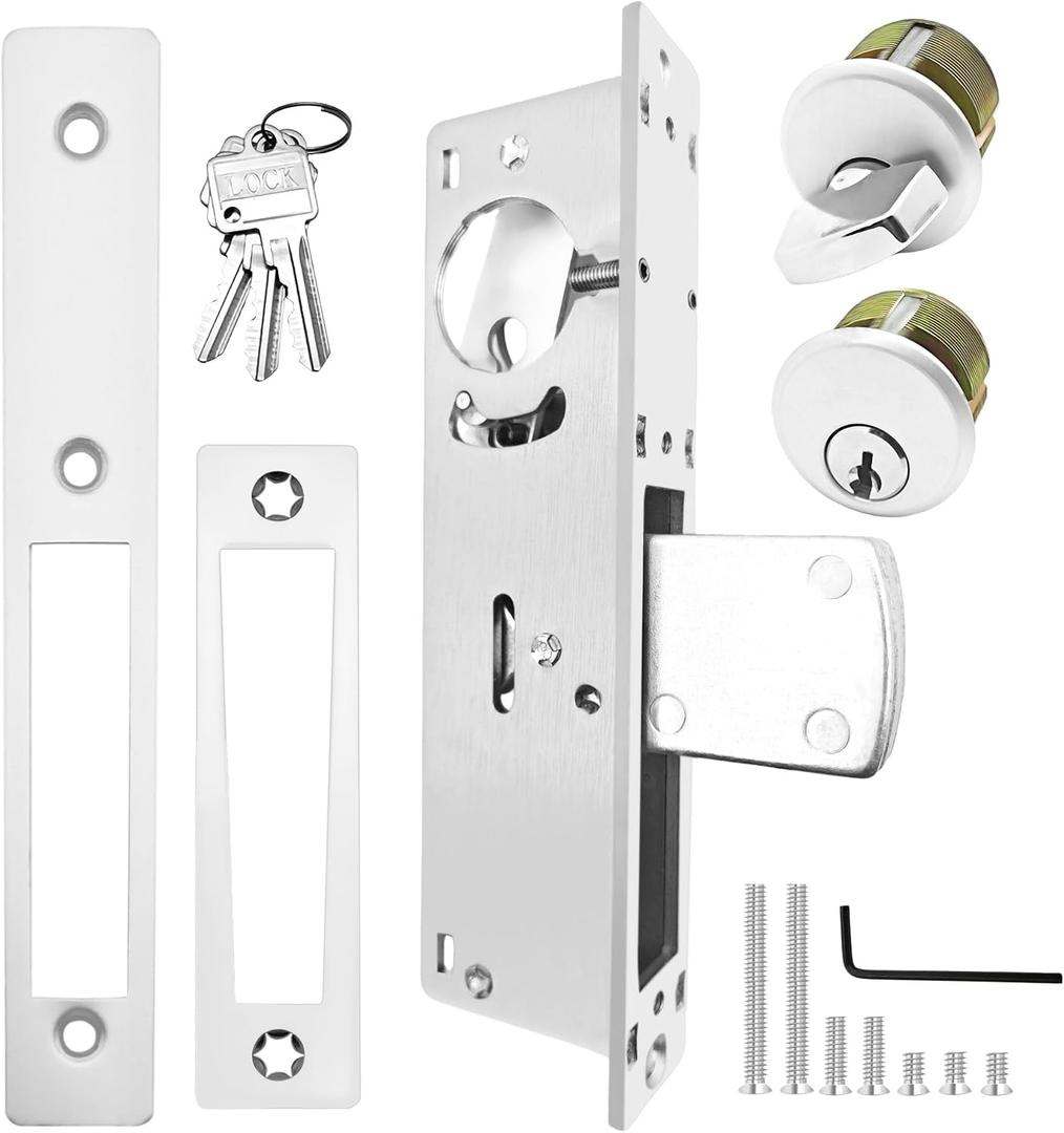 Storefront Door Mortise Lock Swing Deadbolt, Commercial Door Locks with Double Cylinder Deadbolt, Door Lack Replacement Parts for Storefront Entry Doors (1-1/8inches Backset)1-Year After-Sale