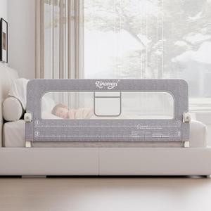 Kincongi Bed Rail for Toddlers, 59 Inch Swing Down Toddler Bed Rails with Wider UShape Base, Breathable Baby Bed Rail Guard for King, Queen, Full, Twin Bed Rail for Baby