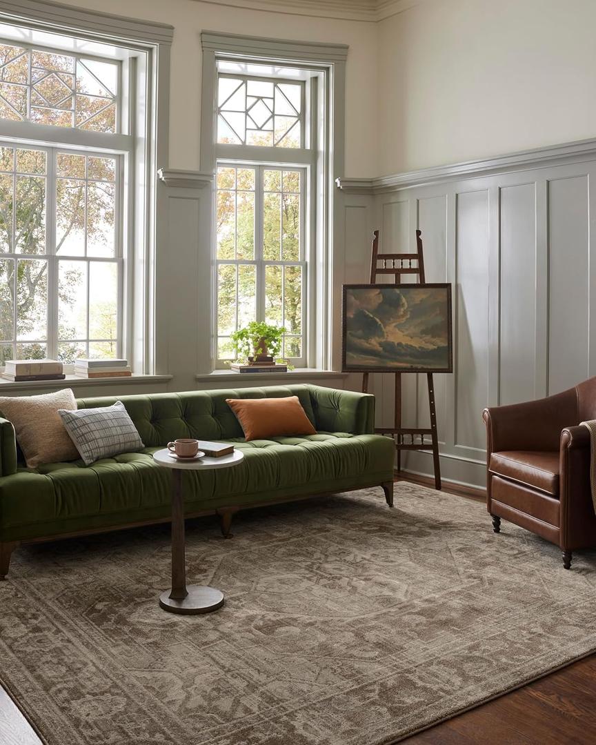 Loloi Magnolia Home by Joanna Gaines Mona Collection MOA-01 Cocoa/Stone 2'-6" x 4'-0" Accent Rug