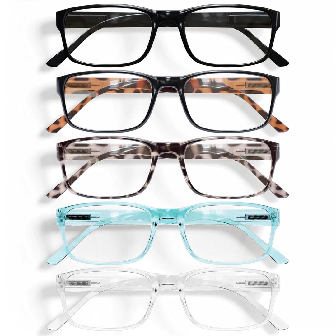 Gaoye Professional Reading Glasses for All Day - Computer Readers with Blue Light Protection - Value Pack (A1-5 Pack Mix Color)