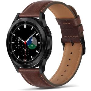 Tasikar Leather Bands Compatible with Samsung Galaxy Watch 47mm 7/6/5/4 Band/Watch 6 Classic 43mm 47mm/Watch 5 Pro Band, Genuine Leather Strap for Galaxy Watch 4 Classic/Watch 3, Dark Brown