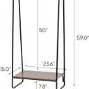 IRIS USA Clothes Rack for Hanging Clothes with Bottom Wood Shelf, Freestanding Clothing Rack, Easy to Assemble Garment Rack, Metal, Sturdy Design, Multipurpose, Small Space Storage Solution, Black
