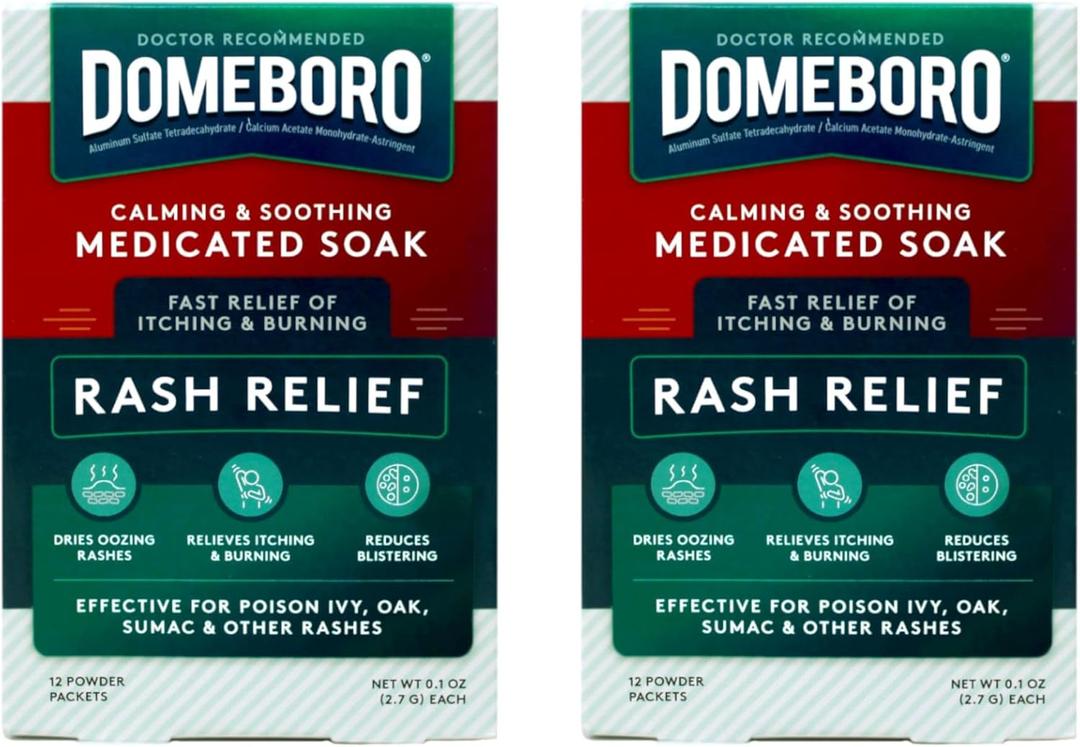 Domeboro Medicated Soak Rash Relief (Burow?s Solution), 12 Powder Packets (Pack of 2)