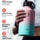 Water Bottle Insulated 64 oz with Straw & 3 Lids, Coolflask Half Gallon Water Jug Large Metal Stainless Steel Wide Mouth, Non-BPA Keep Cold 48H Hot 24H, Bubblegum Princess