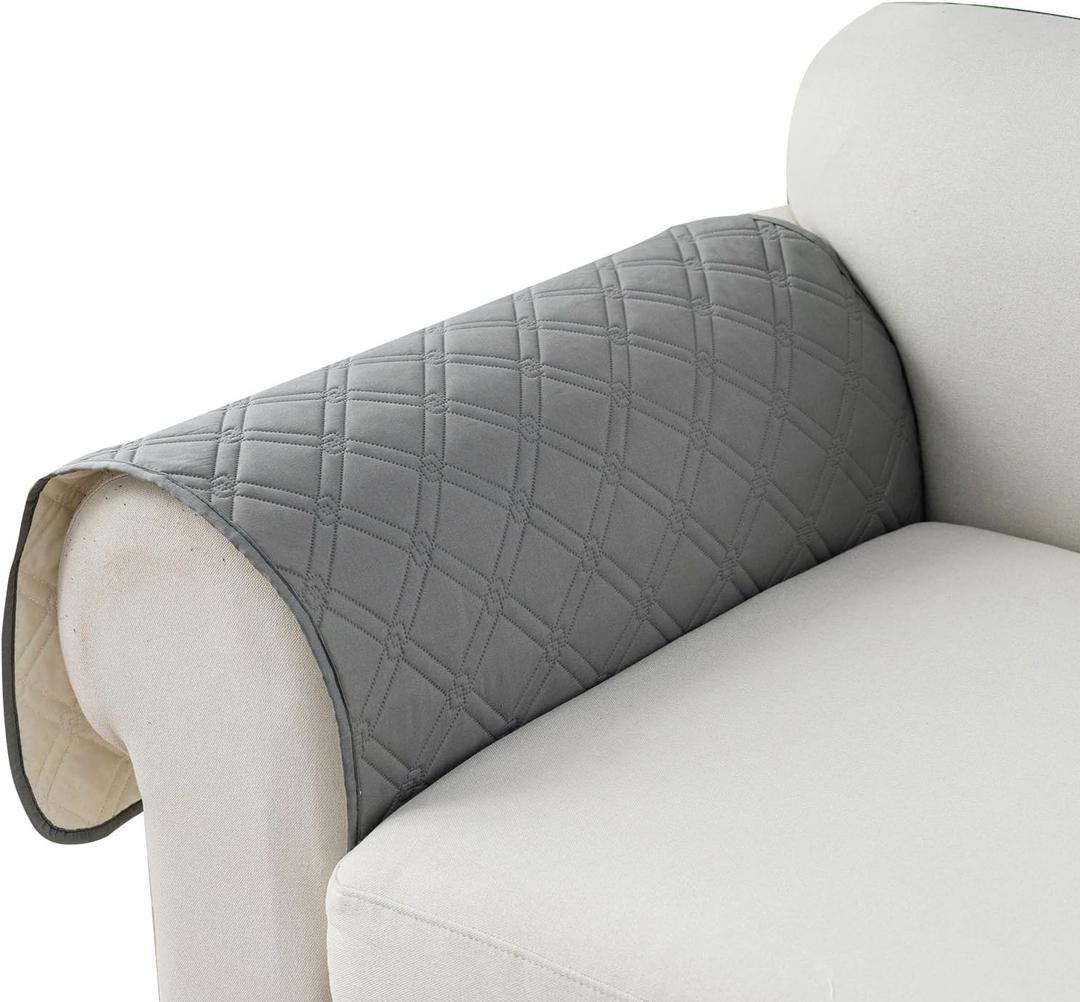 Genina Sofa Armrest Cover, Anti-Slip Armchair Slipcovers for Dogs Cats Pet, Water Resistant Couch Arm Cover for Backrest Recliner Loveseat, L Shaped Sofa, 23.6 x 27.5 Inches2 Pieces