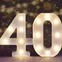 Pooqla 40th Birthday Decorations for Her Him, Light Up Number 40 for Party Table Decorations, 40th Birthday Gift for Women Men, Backdrop Wall Decor for 40th Wedding Anniversary Decoration (White)