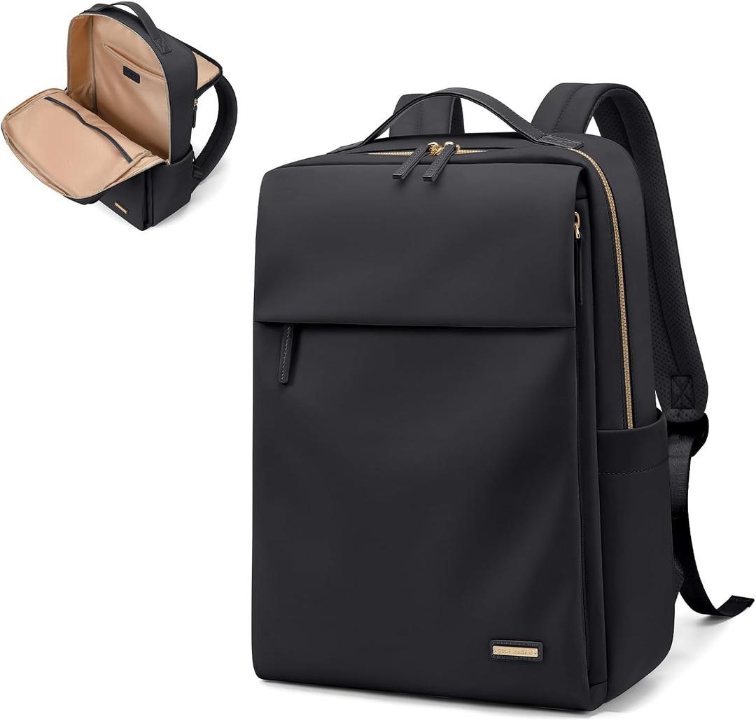 GOLF SUPAGS Travel Laptop Backpack for Women Airline Approved for Work College Travel Multi-Functional Casual Daypack Teacher Nurse Bags Fits 15.6 Inch Notebook (Black)