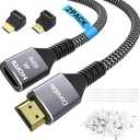 4K HDMI Extension Cable (2 Pack 4FT+ 4FT), HDMI 2.0 Braided Extender Male to Female Cord, Pure Copper 3D 4K@60Hz 2160p 1080p HDR HDCP 2.2 ARC (with Ties, U Nails, 2 HDMI Adapters)-4 Feet-2 Pack