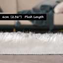 Goolela Fluffy Faux Fur Runner Rug 2x6 for Bedroom White with Grey Tips Faux Sheepskin Rug Bedside Dorm Washable Shaggy Plush Rectangle