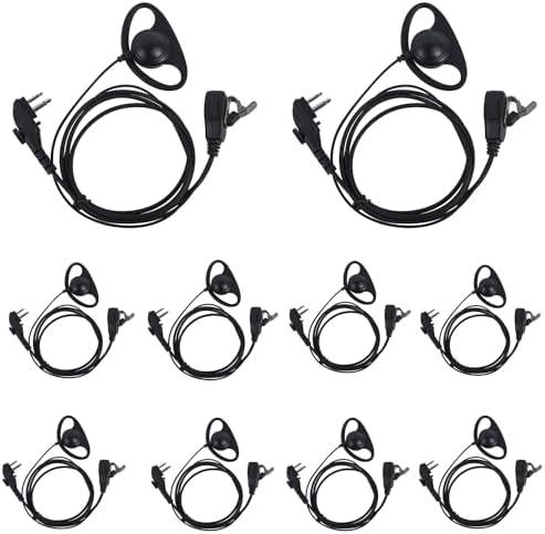 Pdflie BD502 BD 502i 402i Earpiece 2Pin D Shape Walkie Headset for HYT Hytera BD502i BD552i BD612i PD402i PD482i PD502i PD562i TC508 BD500 TD500 TD560 PD530 PD506 PD560 PD415 (10 Pack Wired)