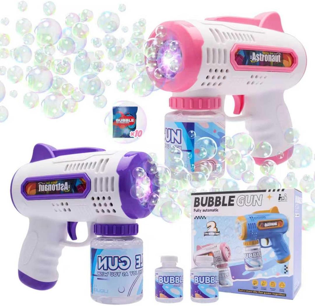 Bubble Gun Toy, Suitable For Boys And Girls Aged 3 And Up, Contains Bubble Solution. Kids Toys For Ages 3-5 4-6 5-7, Outdoor Outside Toy For Kids Ages 4-8, Gifts For 3 4 5 6 7 8 Year Old Boys Birthday (Pink & Purple)