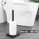 JQK Toilet Paper Storage Stand Matte Black, 304 Stainless Steel Tissue Reserve Holder Square 3/4 Rolls Dispenser for Bathroom, TPS240-PB