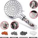 Cobbe 4 Packs Replacement Shower Head Beads，180g Shower Filter Stone Beads，Mineral Stone Balls for Water Filtration，for Filtered Shower Head (Orange Gray White)