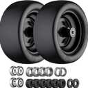 13x6.50-6 Lawn Mower Tires, 13x6.50-6 Flat Free Zero Turn Front Tires with 3/4", 5/8" and 1/2" Bearings, 5.6"- 8.7" Centered Hub, Compatible with Lawn Mower Garden Tractor Black- 2Pack