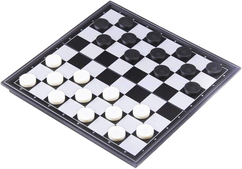 8x8 Checkers Draughts with Extendable 9x9 Inch Board, 12 Black 12 White Pieces