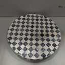 Lazy Susan Organizer, Bohemian Checkered Pattern with Mother of Pearl, 12 Inch Rotating Tray for Farmhouse Kitchen, Spice Rack, Coffee Table Centerpiece