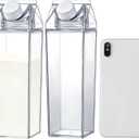 17 oz Milk Carton Water Bottles Clear Plastic Milk Box Portable Reusable Square Juice Bottles for Outdoor Sports Travel Camping Activities(2 Pieces)