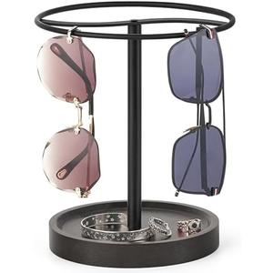 Dahey Sunglasses Organizer Glasses Holder Stand Metal Rack with Wood Tray for Eyeglasses Earrings Ring Jewelry Storage Display, Up to 12 Pairs of Eyewear for Table Dresser Desk Bedroom Decor Dahey Sunglasses Organizer Glasses Holder Stand Metal Rack with Wood Tray for Eyeglasses Earrings Ring Jewelry Storage Display, Up to 12 Pairs of Eyewear for Table Dresser Desk Bedroom Decor