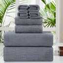8 Piece Oversized Gray Bath Towel Set-2 Extra Large Bath Towel Sheets,2 Hand Towels,4 Washcloths-600GSM Soft Highly Absorbent Quick Dry Beach Chair Towels Woven Towels for Bathroom Hotel and Spa