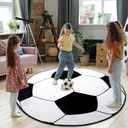 Soft Round Rugs for Bedroom, Soccer Rug for Boys Girls, Bedside Area Carpet for Kids, Soccers Lovers Home Decor Indoor Circle Carpets for Living Room, Nursery, Dorms Machine Washable,40 Inch