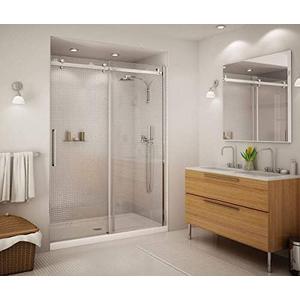 MAAX 138997-900-084-000 Halo Frameless Slider Alcove Shower Door with Clear Glass, Chrome