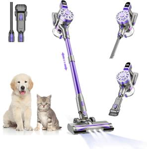 Cordless Vacuum Cleaner,Vacuum Cleaners for Home with Super Suction,Lightweight Stick Vacuum with 35 Mins Runtime,Rechargeable Cordless Vacuum for Pet Hair, Hardwood Floors(Black Purple)