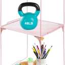 Locker Organizer Shelf, Stackable, Extra Tall, Fits Standard Size School Lockers (Pink 2 Pack)