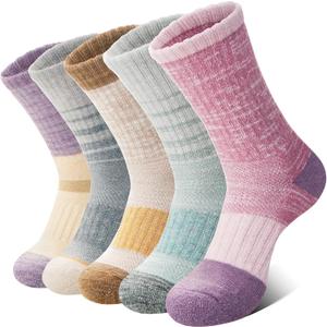 Anlisim Merino Wool Hiking Socks for Women Thermal Winter Warm Boot Work Cushion Socks 5 Pairs
