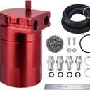 EVIL ENERGY Oil Catch Can, Universal Baffled Catch Can Kit with NBR Fuel Hose, 300ml Aluminum Air Oil Separator Tank for PCV System Red