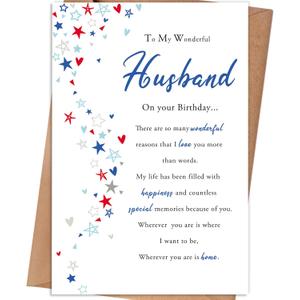 Happy Birthday Card for Husband, 8*5.3 inches