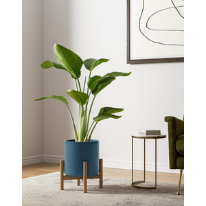 LE TAUCI Ceramic Plant Pots Indoor, 10+8+6 Inch Planters for Indoor Plants, Mid-Century Modern Flower Pots with Drainage Hole and Plug, Cylinder Round Planters, Reactive Glaze Blue