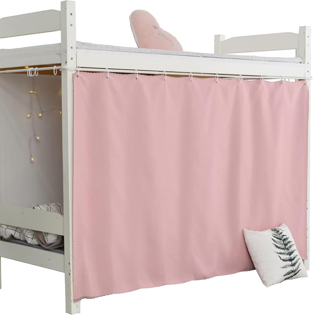 Heavy-Duty Blackout Bottom Bunk Bed Curtains Privacy Canopy Twin Size for Home Dorm, 1 Panel, Pink (78.7"W x 47.2"L (Pack of 1))