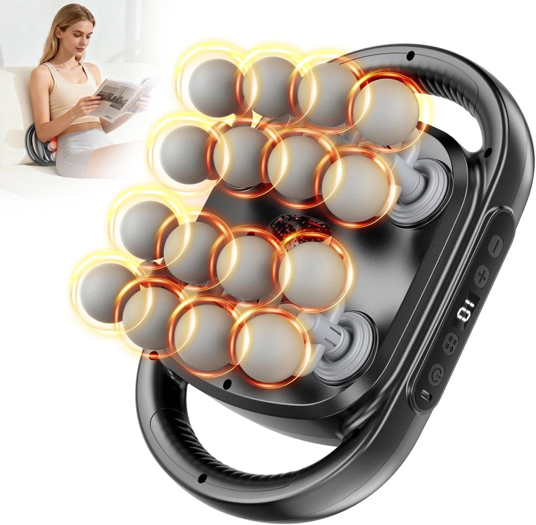 Beyn New 16-Head Massage Gun Set - 16 Gray Heads Included, 30 Speed Levels, Deep Tissue Massage for Back/Leg/Foot Muscle Relaxation, Portable Design