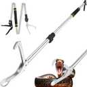 Snake Grabber Tool, 69" Snake Tongs Grabber for Rattlesnake Heavy Duty Professional Folding Snake Feeding Tongs Wide Jaw Snake Handling Tool Long Hndle Stainless Steel Tube